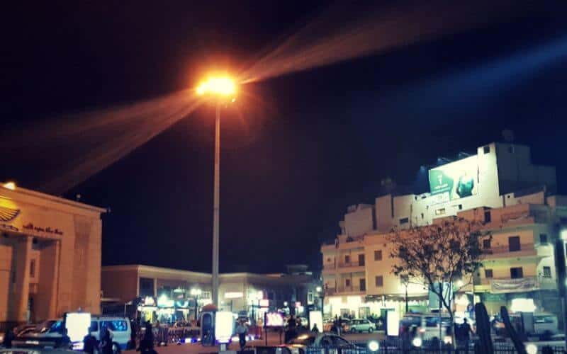 Outside Luxor Station at Night