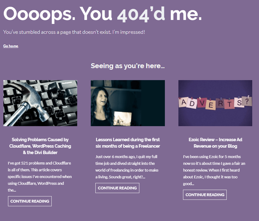 My 404 Page: Oooooops. You 404'd me.