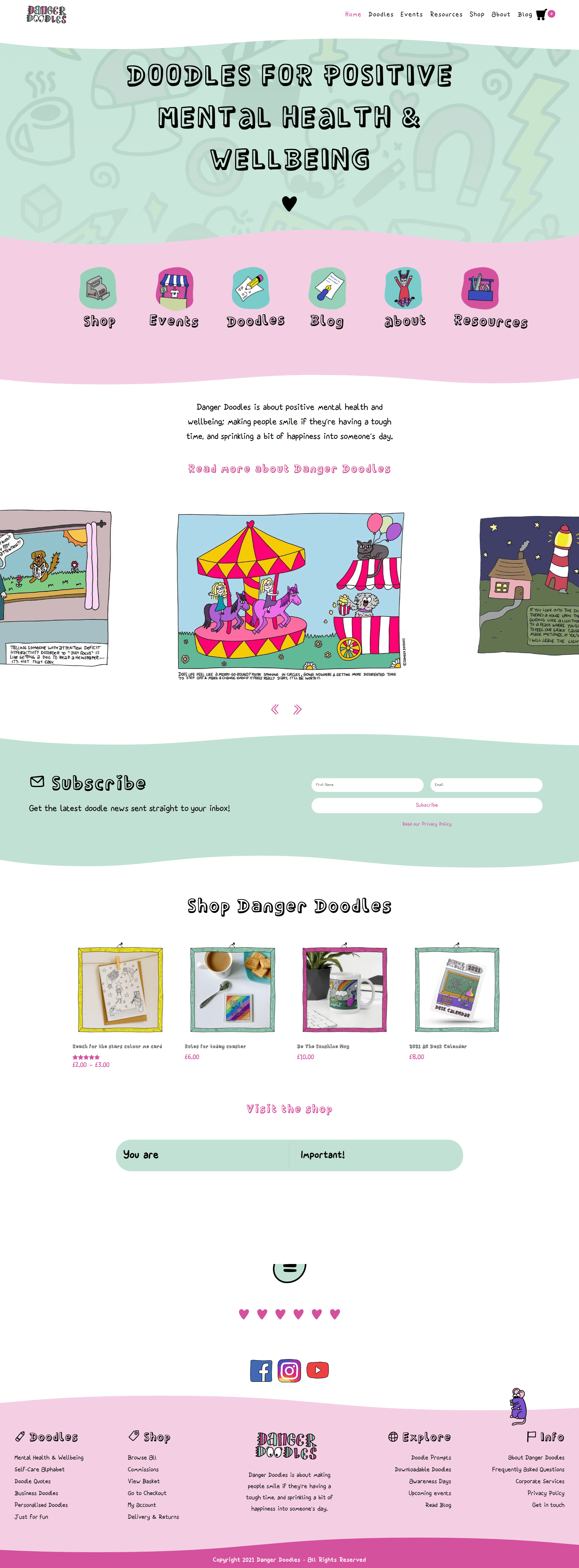 Website Design for Danger Doodles by Sarah Tamsin