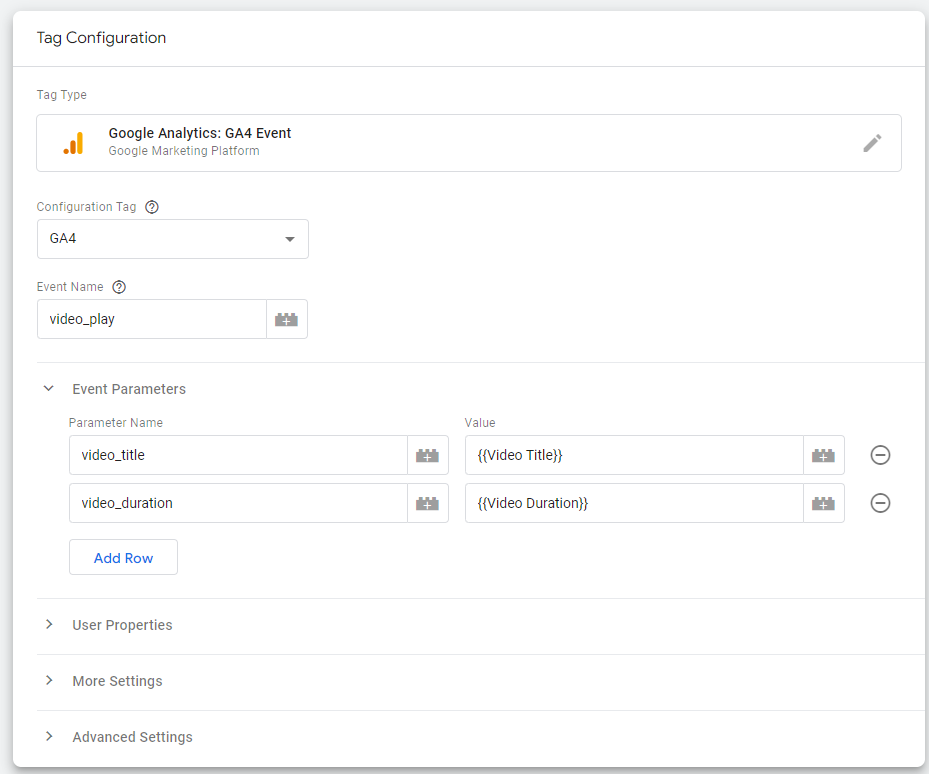 Video Play Tag in Google Tag Manager